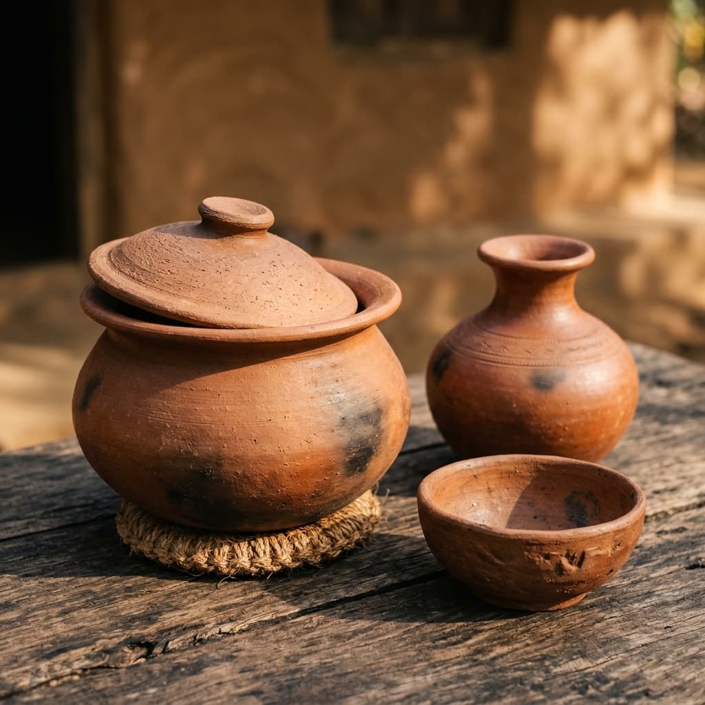 Molagoda Terracotta Water Pitcher with Clay Cups